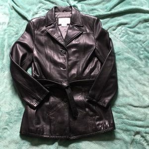 Nine West Genuine Black Leather Jacket